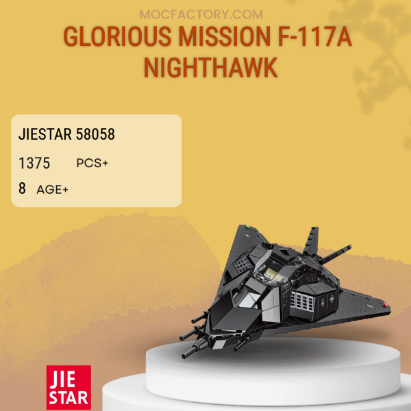 JIESTAR 58058 Glorious Mission F117A Nighthawk Model Bricks MOC FACTORY
