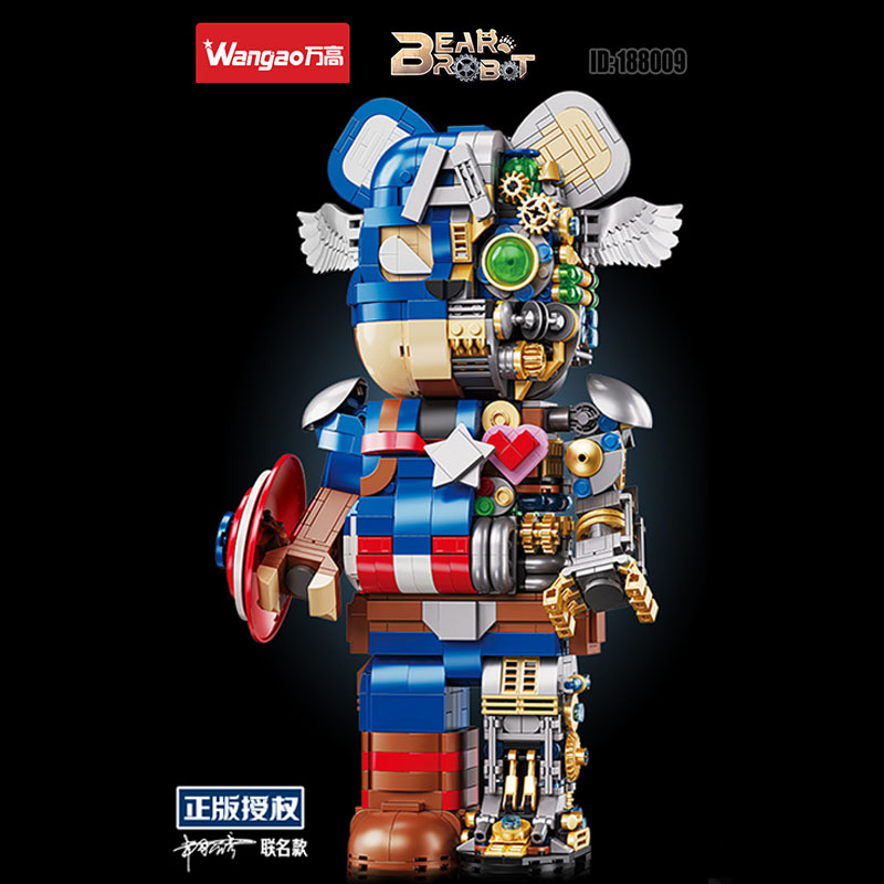 Wangao 188009 Captain America Semi-Mechanical Bear Brick Model Bricks 4 - MOC FACTORY Wangao 188009 Captain America Semi-Mechanical Bear Brick Model Bricks - Image 4