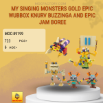 MOC Factory 89199 My Singing Monsters Gold Epic Wubbox Knurv Buzzinga and Epic Jam Boree Model Bricks