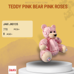 JAKI JK8135 Teddy Pink Bear Pink Roses Model Bricks