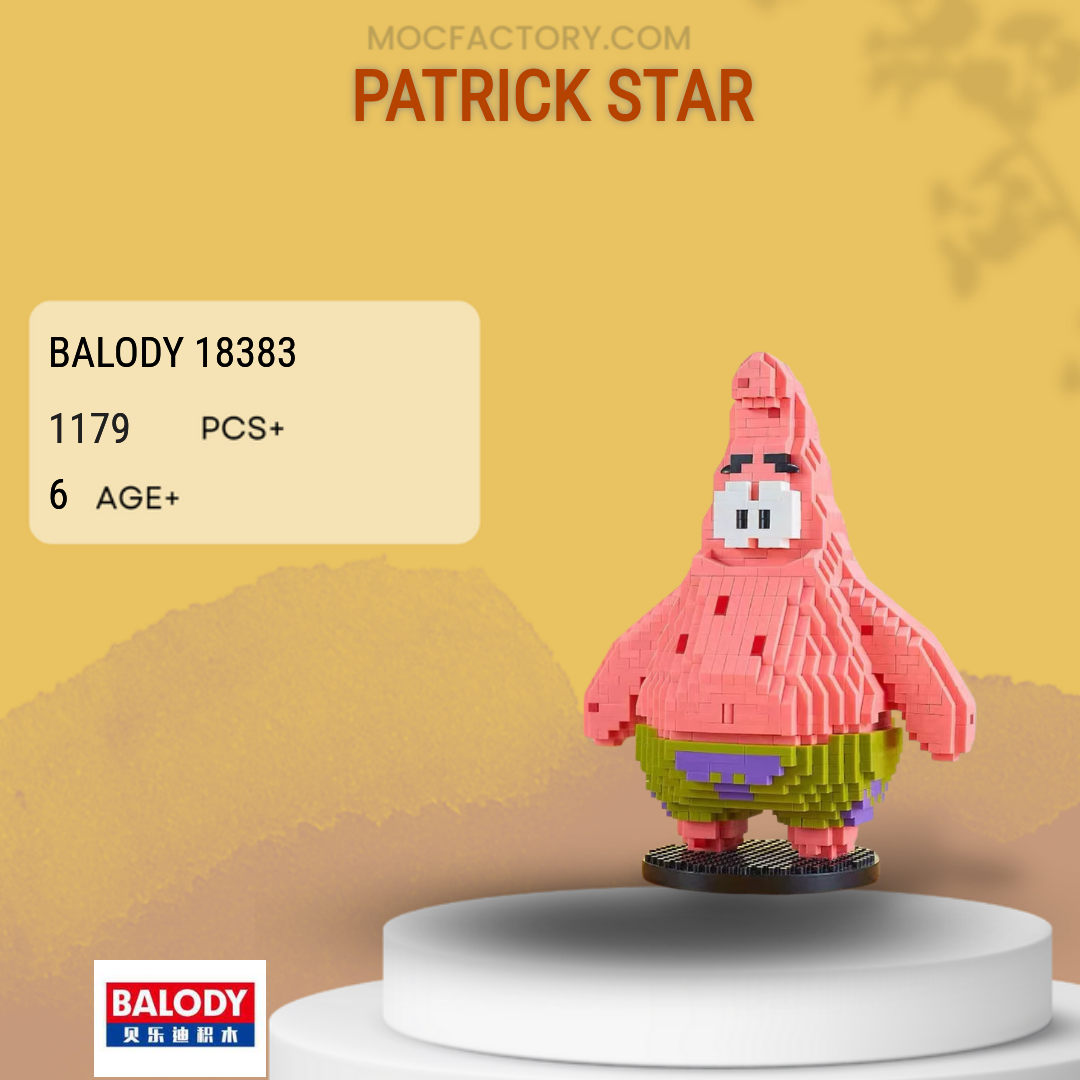 BALODY 18383 Patrick Star Model Bricks 1 - MOC FACTORY BALODY 18383 Patrick Star Model Bricks
