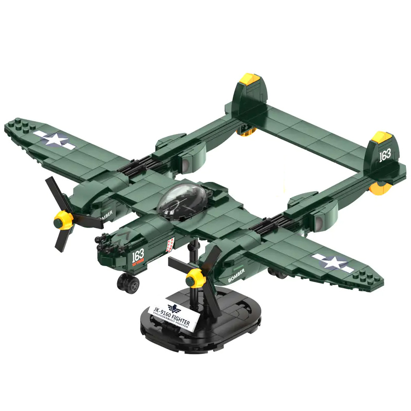 JAKI JK9160 P-38 Thunderbolt Fighter World War II Retro Fighter Aircraft Model Bricks 3 - MOC FACTORY JAKI JK9160 P-38 Thunderbolt Fighter World War II Retro Fighter Aircraft Model Bricks - Image 3