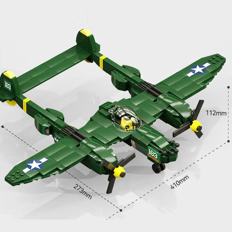 JAKI JK9160 P-38 Thunderbolt Fighter World War II Retro Fighter Aircraft Model Bricks 2 - MOC FACTORY JAKI JK9160 P-38 Thunderbolt Fighter World War II Retro Fighter Aircraft Model Bricks - Image 2
