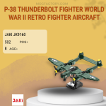 JAKI JK9160 P-38 Thunderbolt Fighter World War II Retro Fighter Aircraft Model Bricks