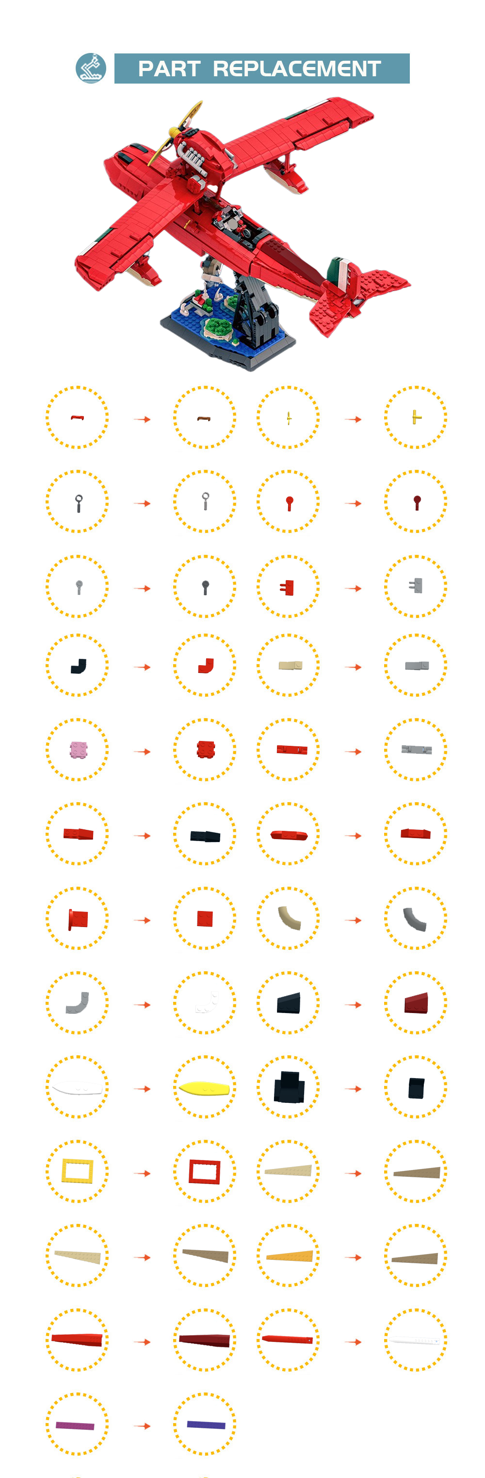 MOC Factory 172829 Porco Rosso Savoia S.21 Model Bricks 7 - MOC FACTORY MOC Factory 172829 Porco Rosso Savoia S.21 Model Bricks - Image 7