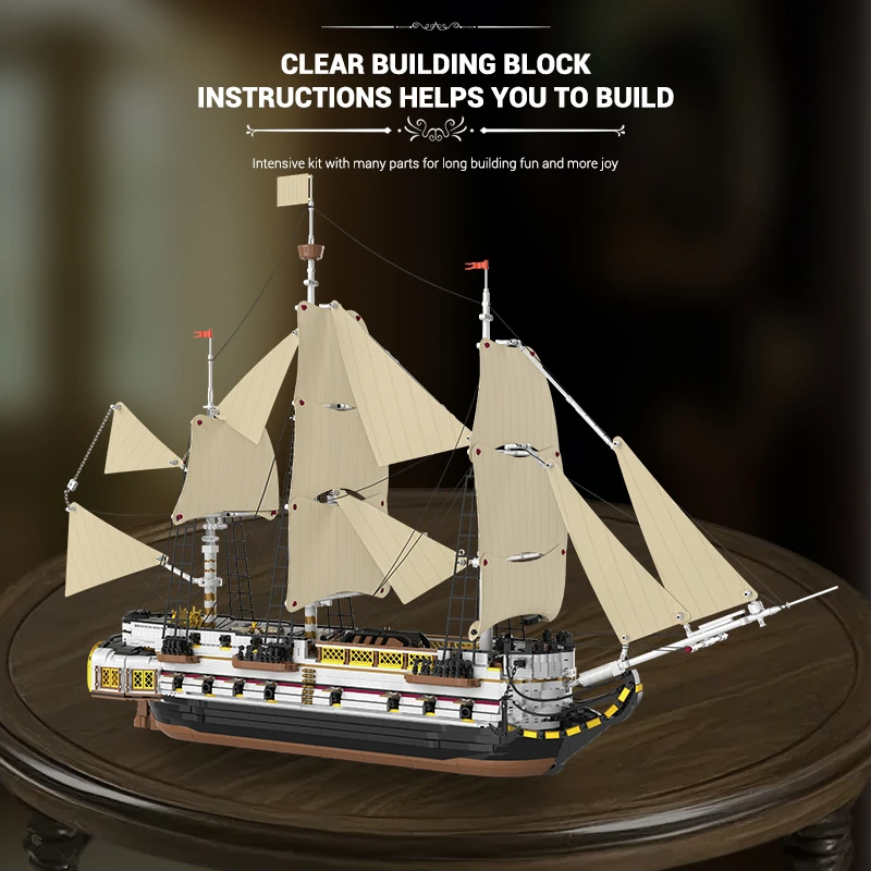 REOBRIX 66048 Endeavour Sailing Ship Model Bricks 3 - MOC FACTORY REOBRIX 66048 Endeavour Sailing Ship Model Bricks - Image 3