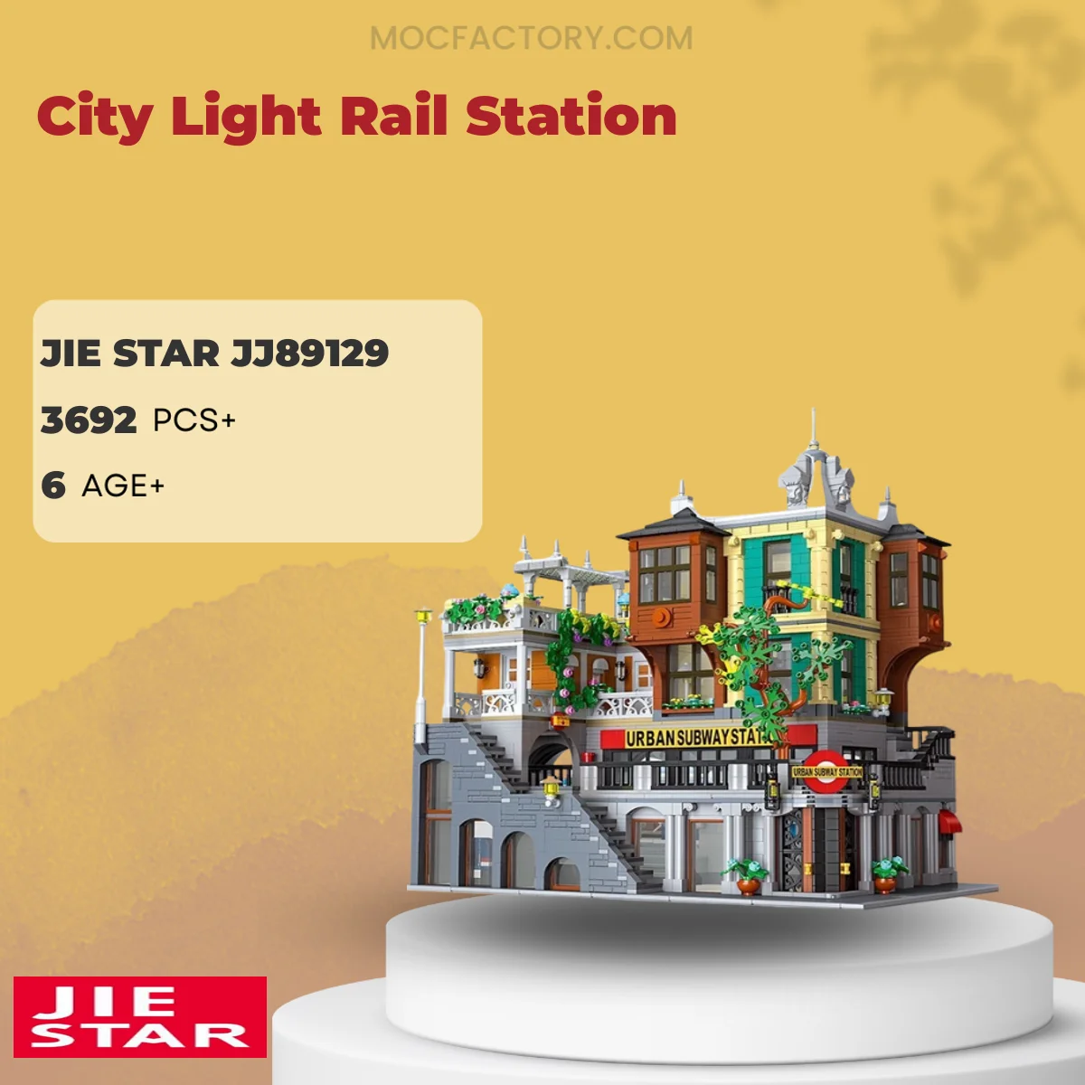 JIESTAR JJ89129 City Light Rail Station Model Bricks 1 - MOC FACTORY JIESTAR JJ89129 City Light Rail Station Model Bricks