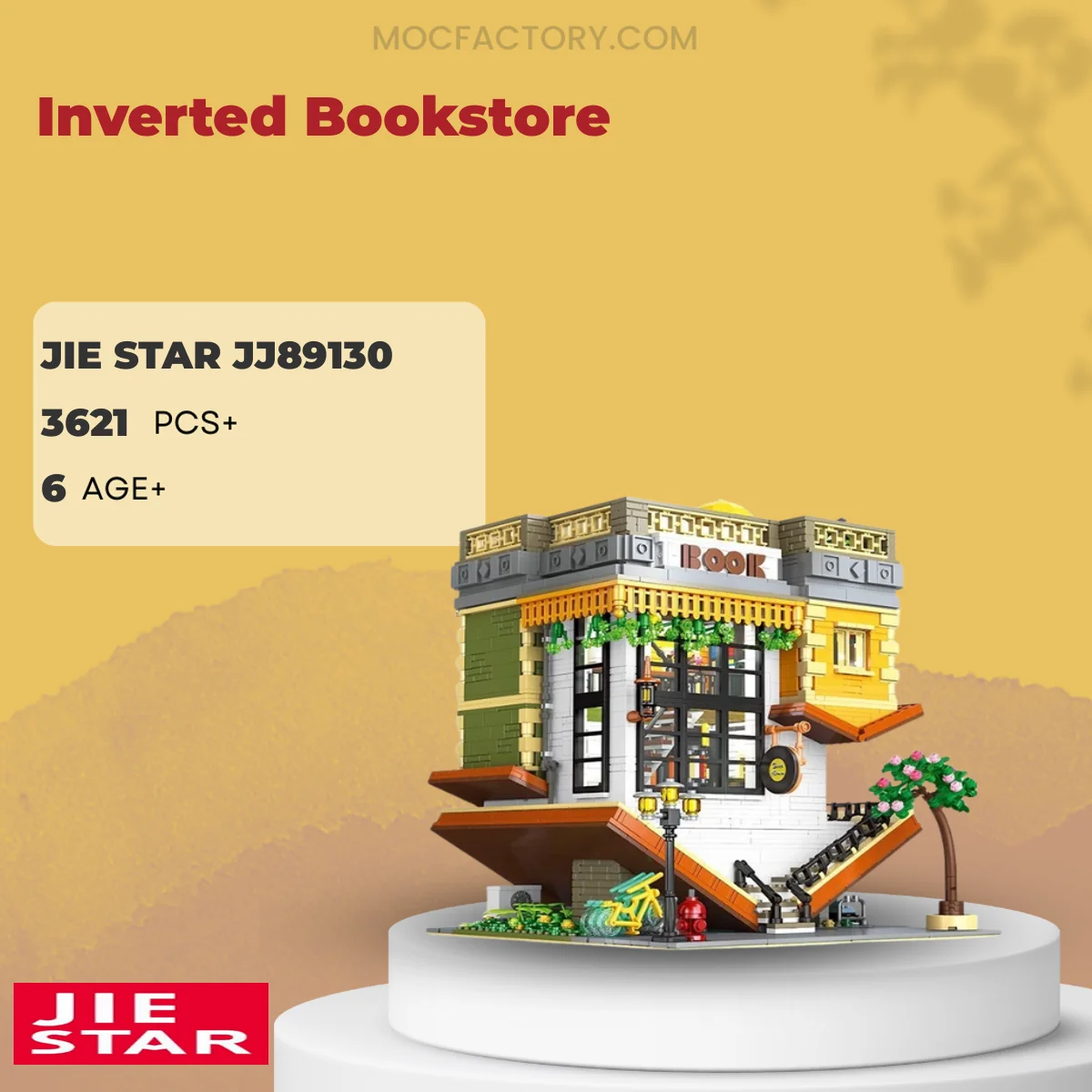 JIESTAR JJ89130 Inverted Bookstore Model Bricks