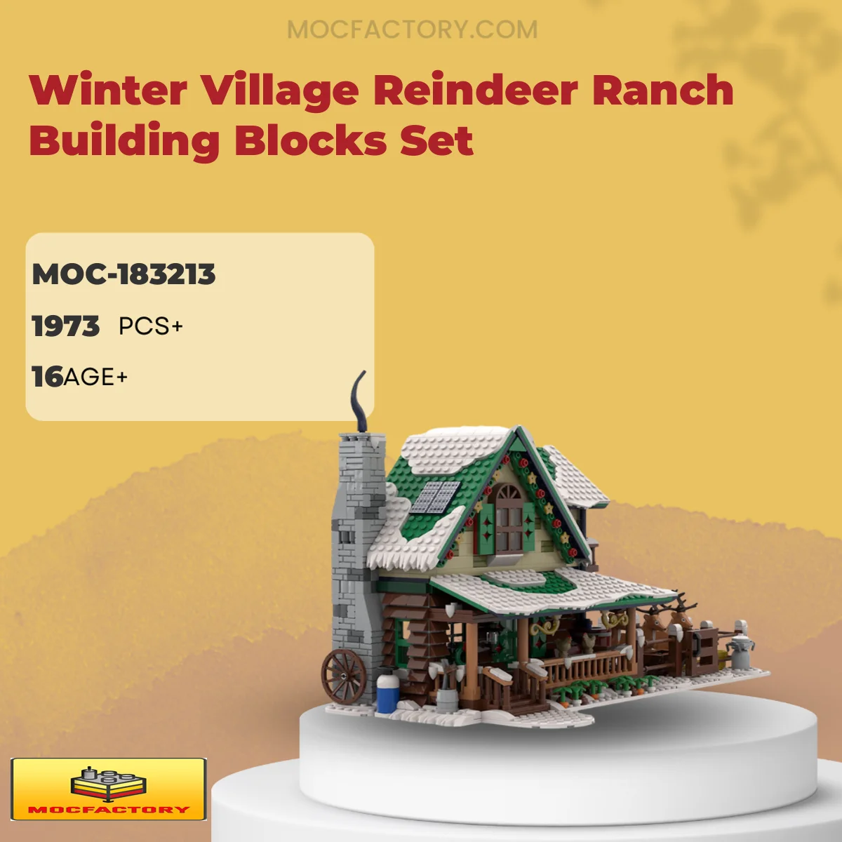 MOC Factory 183213 Winter Village Reindeer Ranch Building Blocks Set Model Bricks