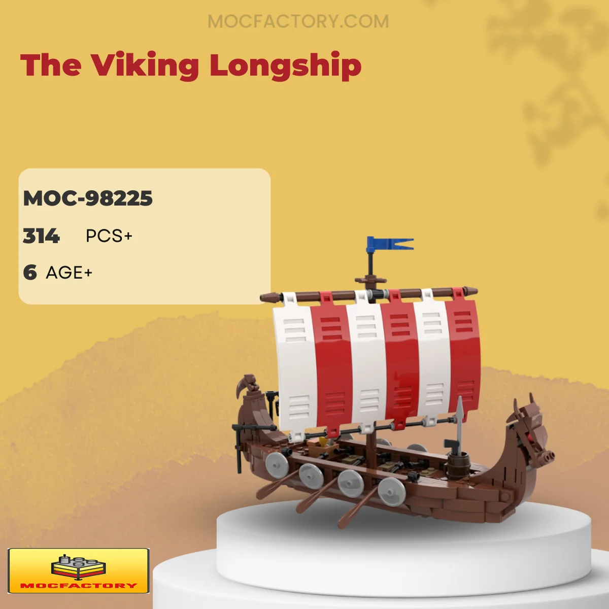 MOC Factory 98225 The Viking Longship Model Bricks