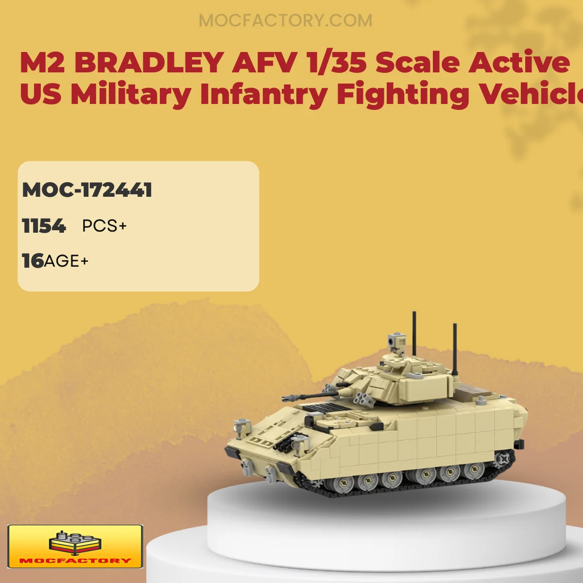 MOC Factory 172441 M2 BRADLEY AFV 1/35 Scale Active US Military Infantry Fighting Vehicle Model Bricks