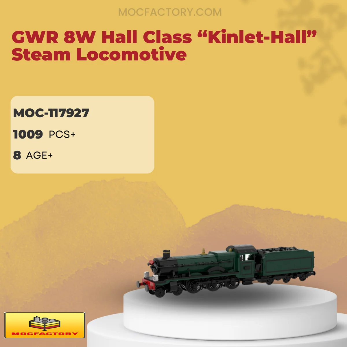MOC Factory 117927 GWR 8W Hall Class “Kinlet-Hall” Steam Locomotive Model Bricks