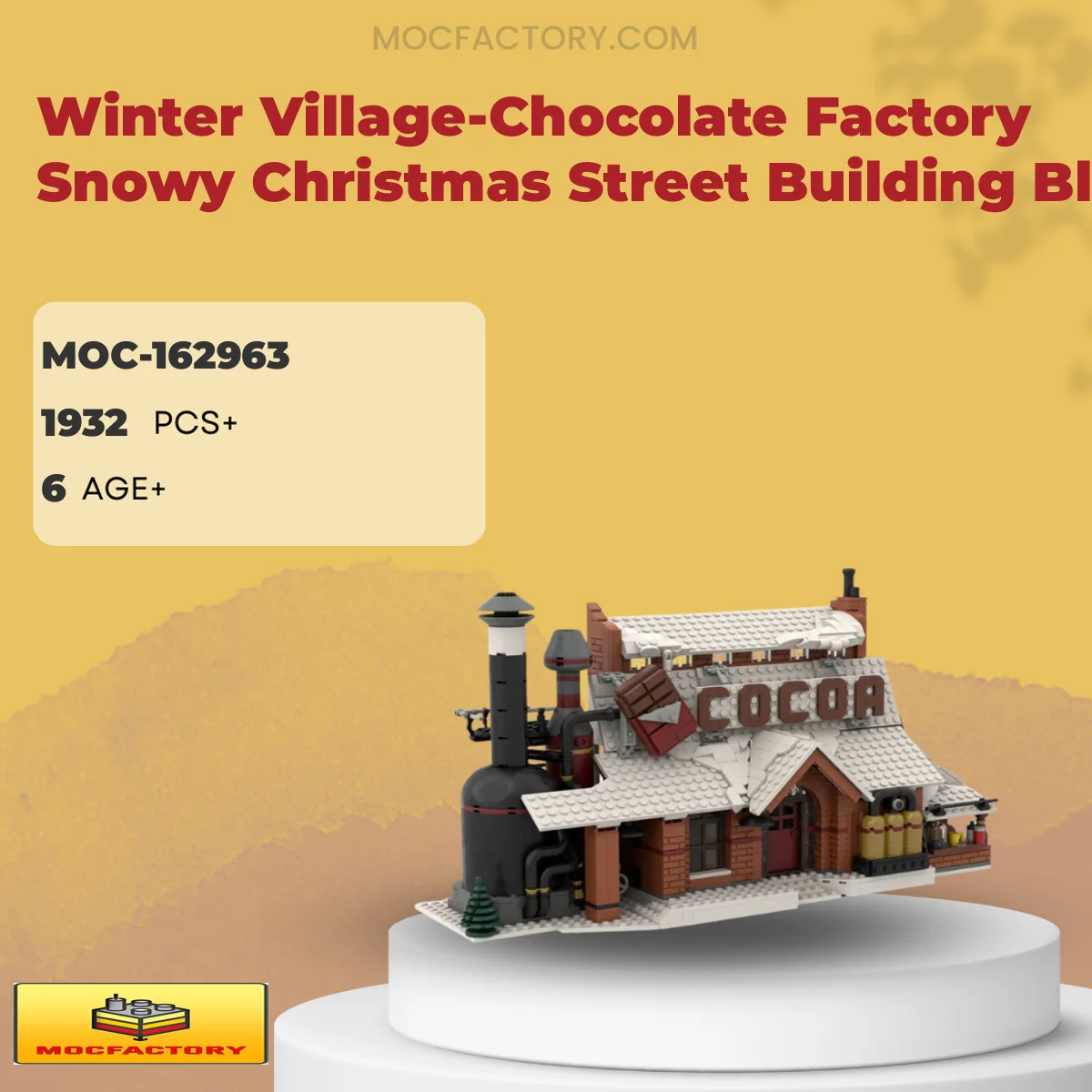 MOC Factory 162963 Winter Village-Chocolate Factory Snowy Christmas Street Building Blocks Model Bricks