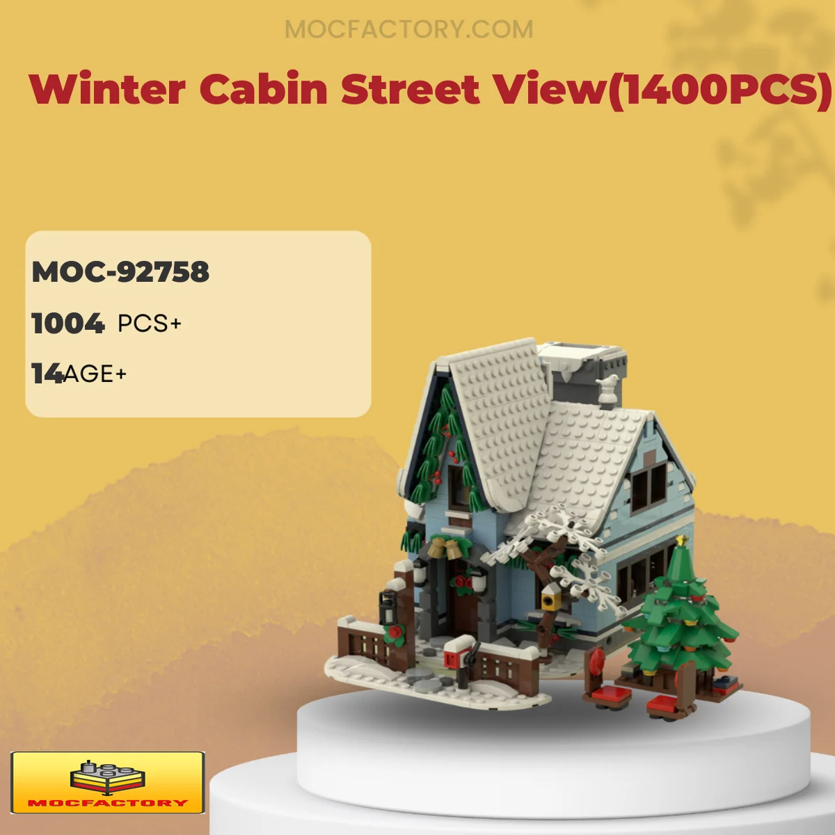 MOC Factory 92758 Winter Cabin Street View(1400PCS) Model Bricks