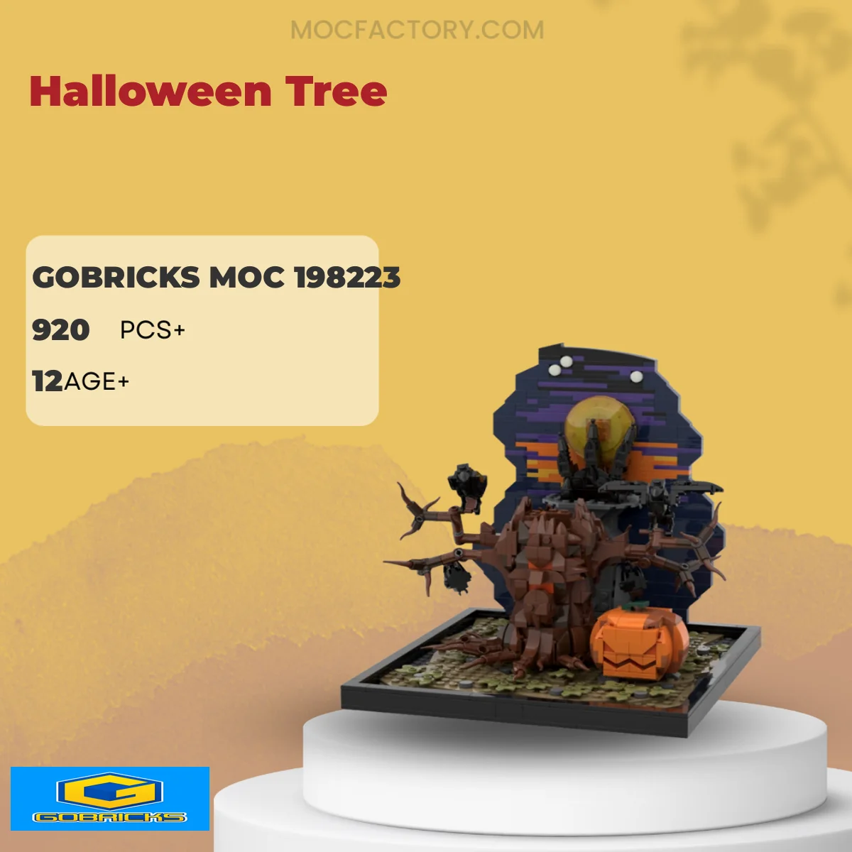 Gobricks MOC 198223 Halloween Tree & Pumpkin Model Bricks