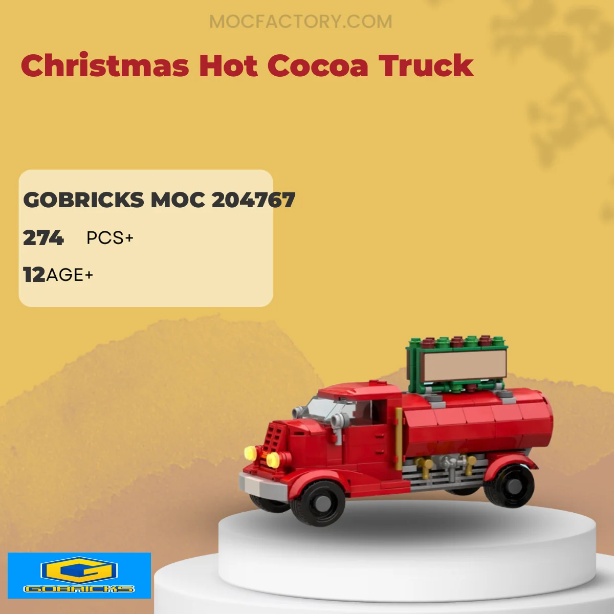 Gobricks MOC 204767 Christmas Hot Cocoa Truck Model Bricks