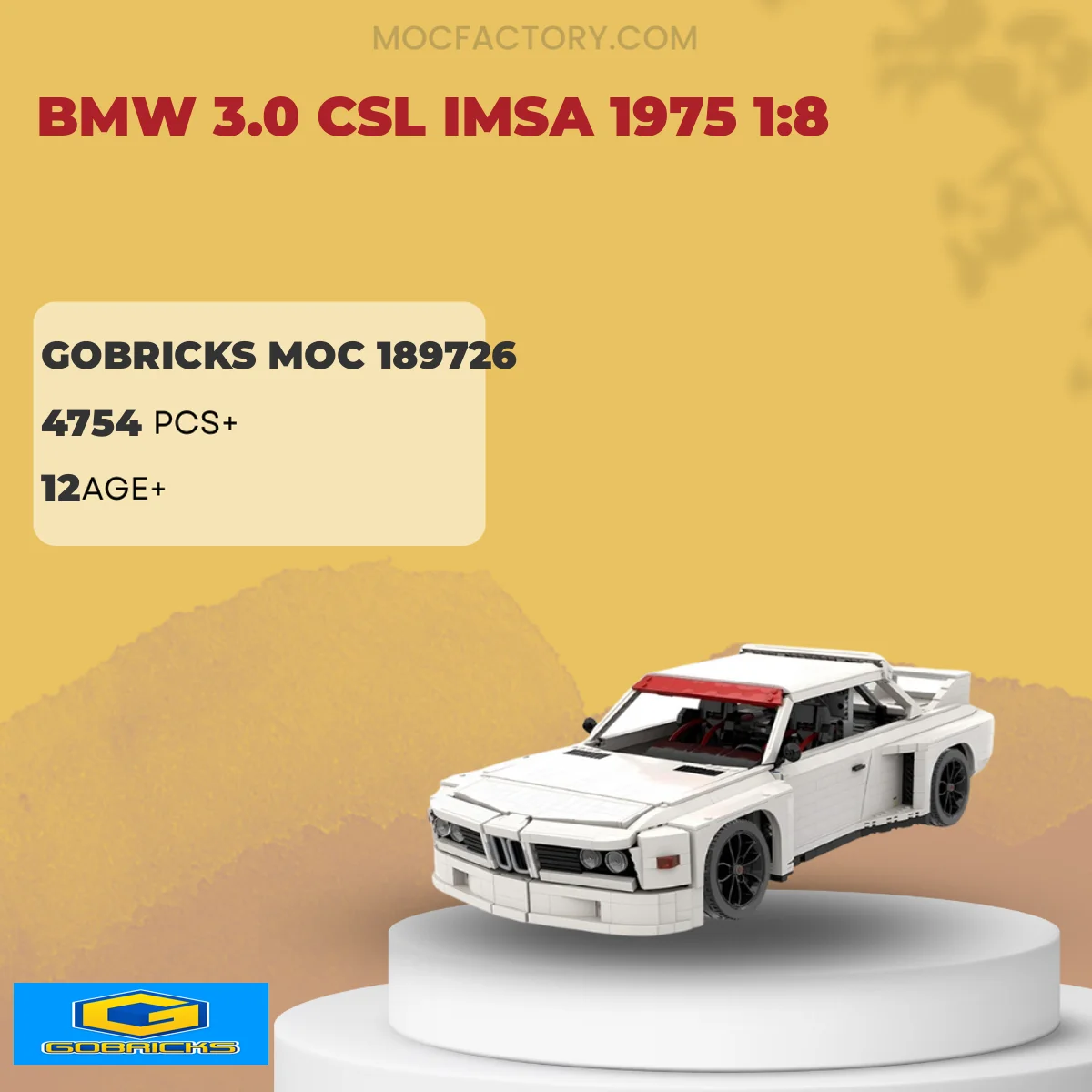 Gobricks 189726 BMW 3.0 CSL IMSA 1975 1:8 Model Bricks