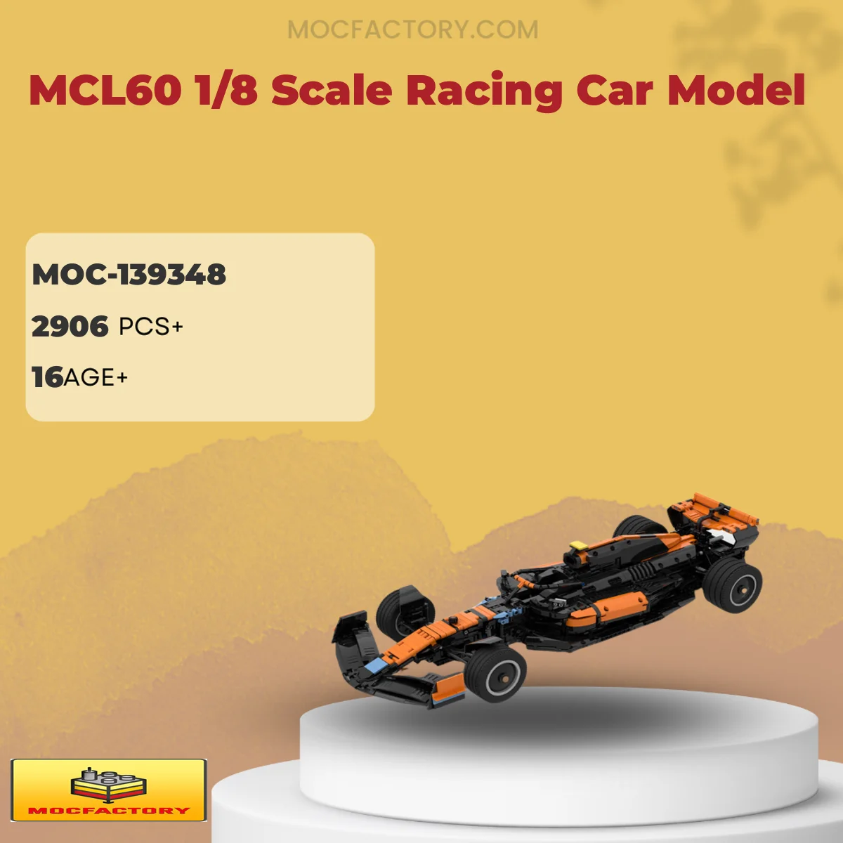 MOC Factory 139348 MCL60 1/8 Scale Racing Car Model Model Bricks