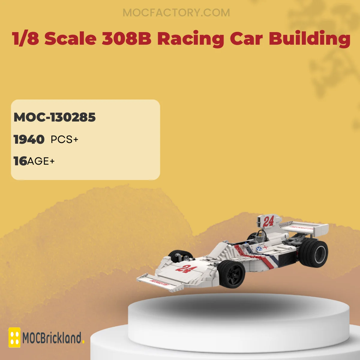 MOCBRICKLAND 130285 1/8 Scale 308B Racing Car Building Model Bricks