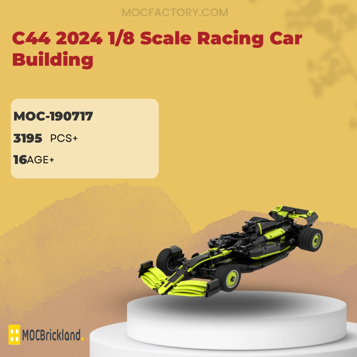 MOCBRICKLAND 190717 C44 2024 1/8 Scale Racing Car Building Model Bricks