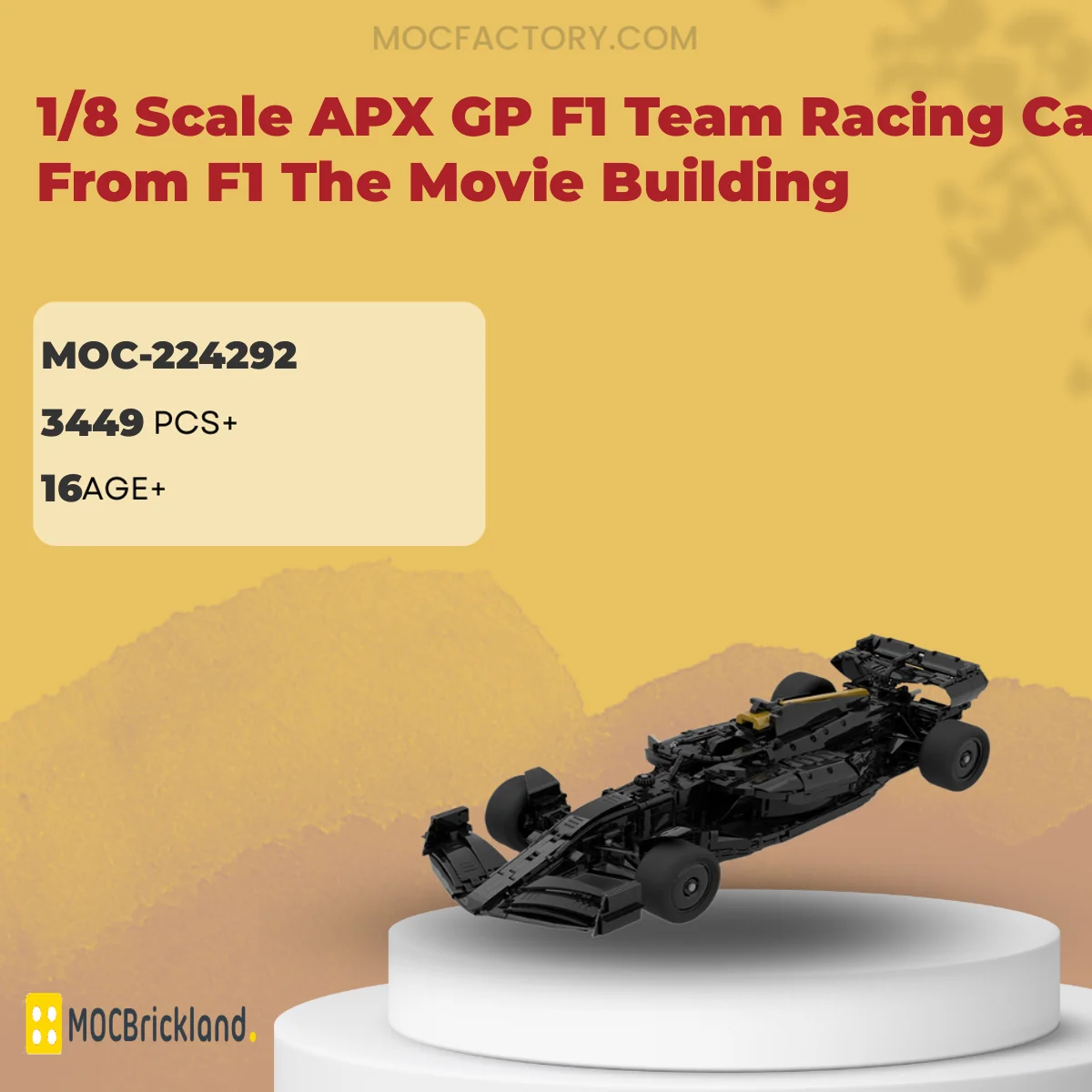MOCBRICKLAND 224292 1/8 Scale APX GP F1 Team Racing Car From F1 The Movie Building Model Bricks