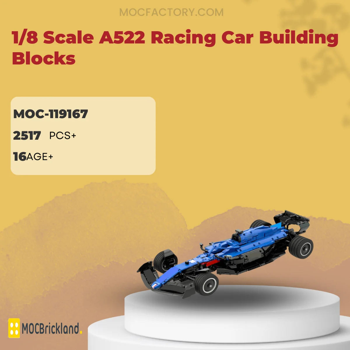 MOCBRICKLAND 119167 1/8 Scale A522 Racing Car Building Blocks Model Bricks